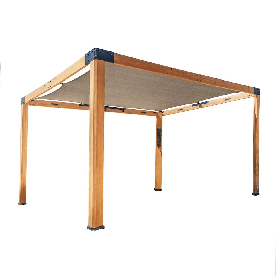 image 1 of Backyard Discovery Brendan Sail Shade Cedar Wood Outdoor Patio Pergola - Brown