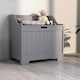 image 9 of HOMCOM Storage Chest, Storage Trunk with Safety Hinge and U-shaped Cut-out Pull, Wooden Storage Box for Living Room, Entryway, 56.5 x 38 x 56 cm, Grey | Grey | Grey