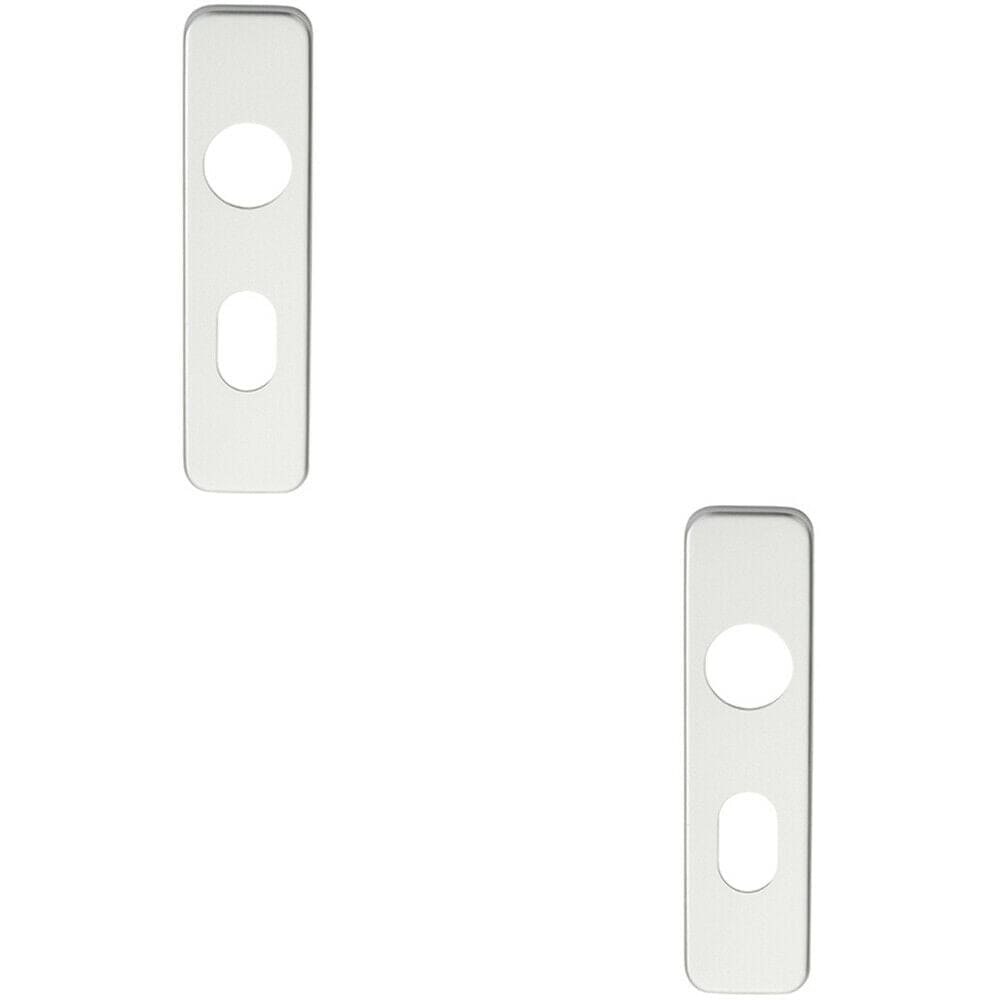 Loops 2x PAIR Door Handle Oval Backplate for Safety Levers 154 x 40mm Satin Aluminium