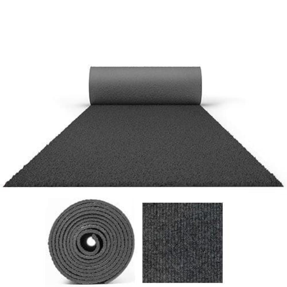 image 1 of 10 Metres Exhibition Quality Ribbed Heavy Duty Anthracite Grey Carpet Runner 2 Metres Wide