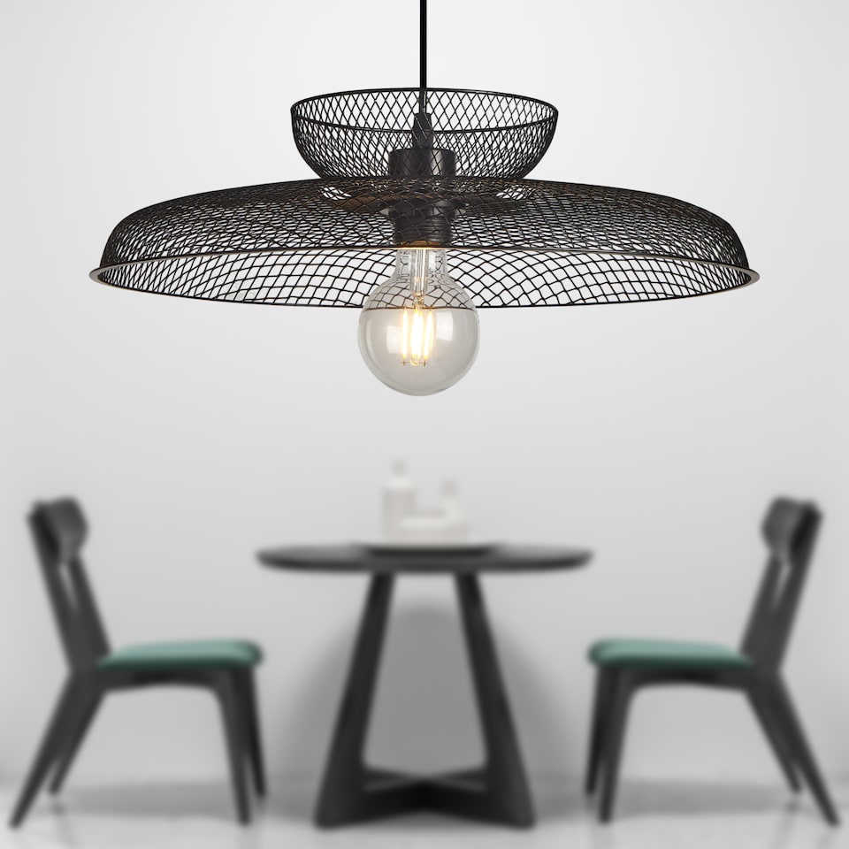 image 1 of Set of 2 Cassidy - Two Tier Black Mesh Ceiling Pendant Lights | Black | 2