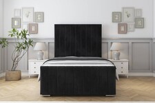 Sloomy California Black Naples Bed Frame With 50" Upholstered Headboard 4'6 Double