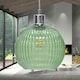 image 4 of Betchley - Green Ribbed Glass Globe Easy Fit Pendant Shade Green