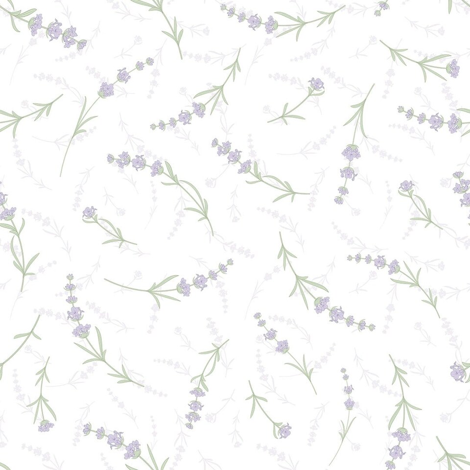Sample of Lavender Cascade Wallpaper in White Multi