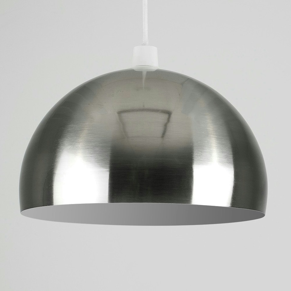 image 1 of ValueLights Modern Brushed Chrome Metal Dome Ceiling Pendant Light Shade