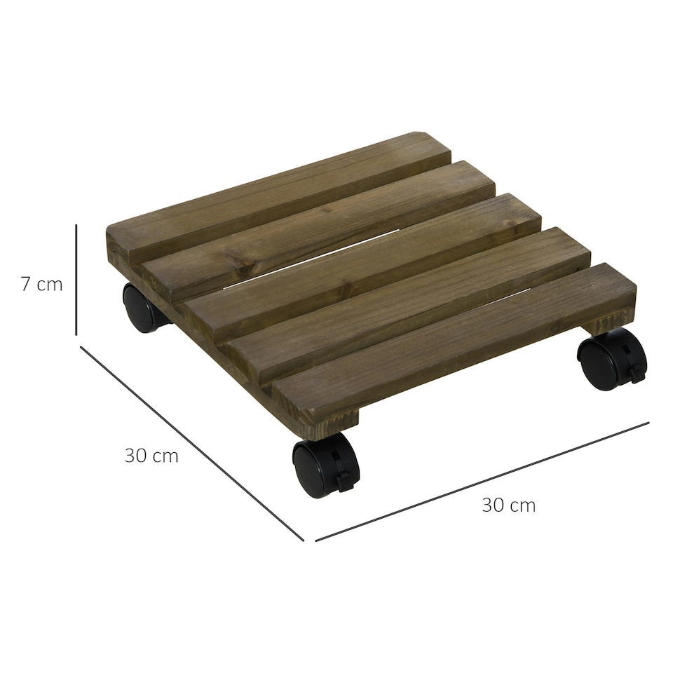 image 1 of Outsunny 2 Pack Plant Stand with Wheels Flowerpot Holder Indoor & Outdoor Use