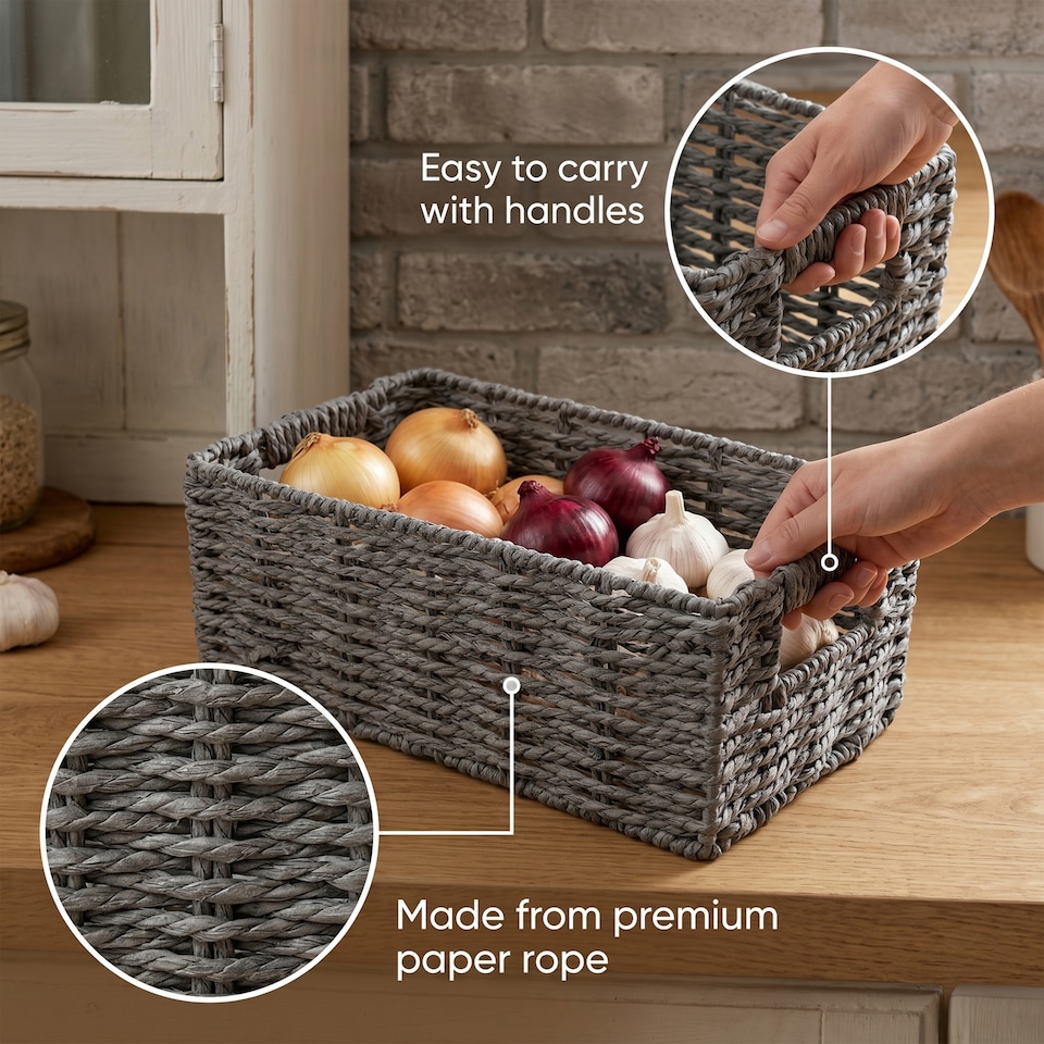 image 1 of Wickerfield Handwoven Paper Rope Storage Basket for Home Storage and Organisation