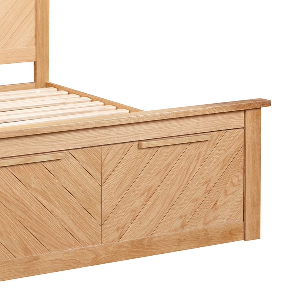 image 1 of 6ft Super King Real Oak Wood Bed Frame with Large Storage Drawer