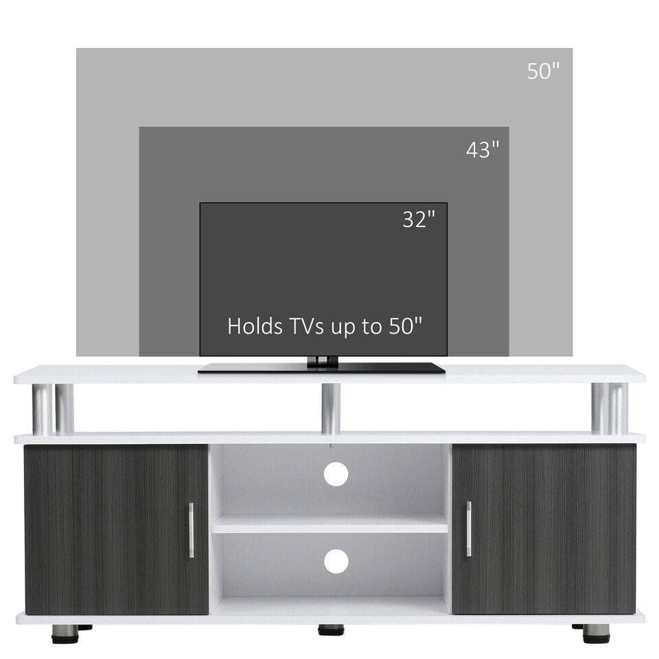 image 1 of HOMCOM TV Cabinet Stand Entertainment Center Media Console Storage Grey, White
