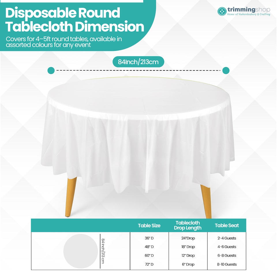 image 1 of Disposable Plastic Table Cover, Waterproof Tablecloth - 84 Inch
