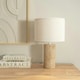 image 2 of ValueLights Chloe Marble Effect Natural Table Lamp with Drum Shade