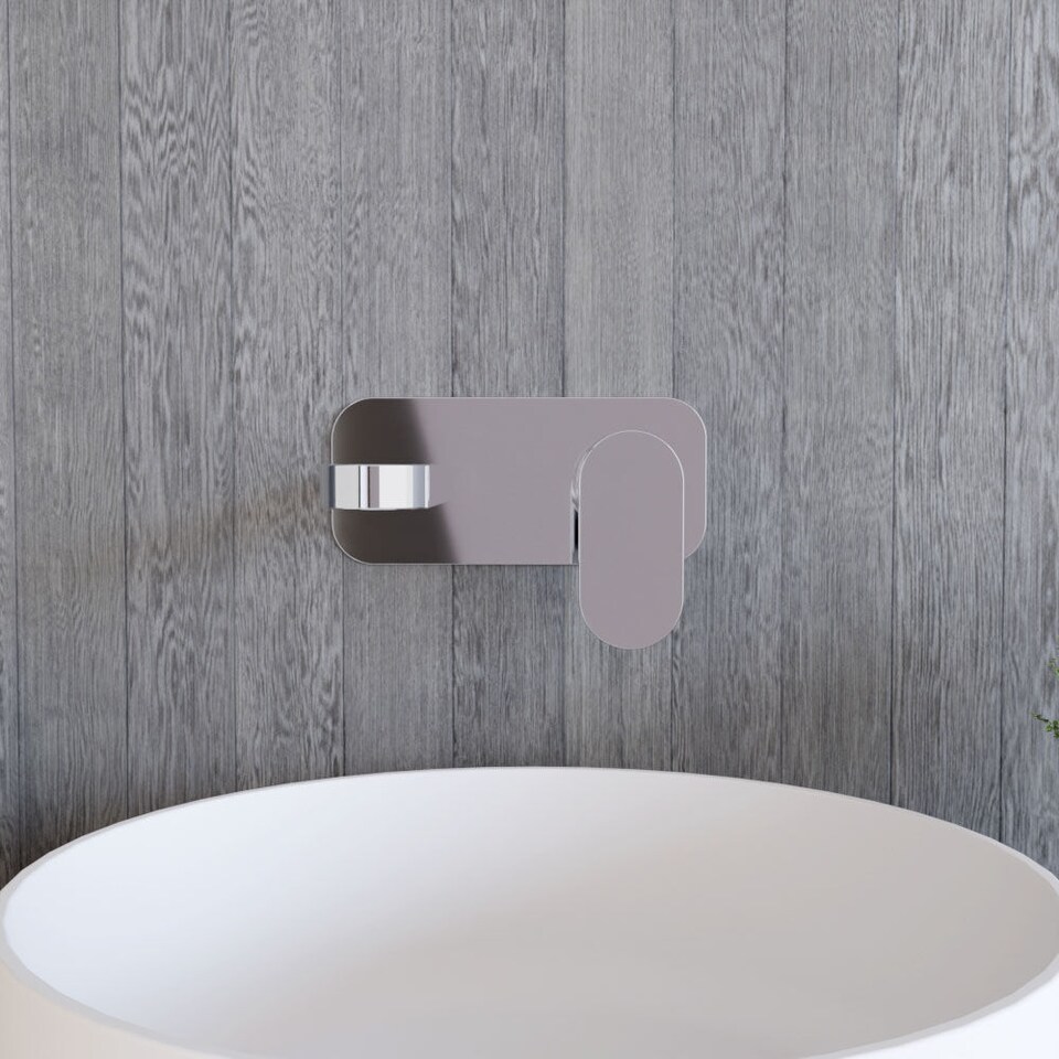 image 1 of Current Round Wall Mount 2 Tap Hole Basin Mixer Tap, Back Plate Chrome | Silver | Chrome | 1