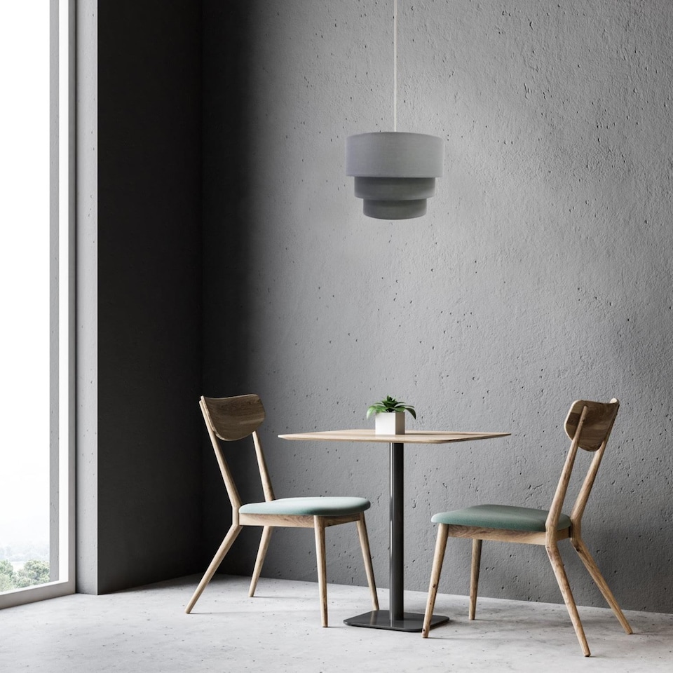 image 1 of Dark Grey 3 Tier Ceiling Light Shade | Grey | Large | 1