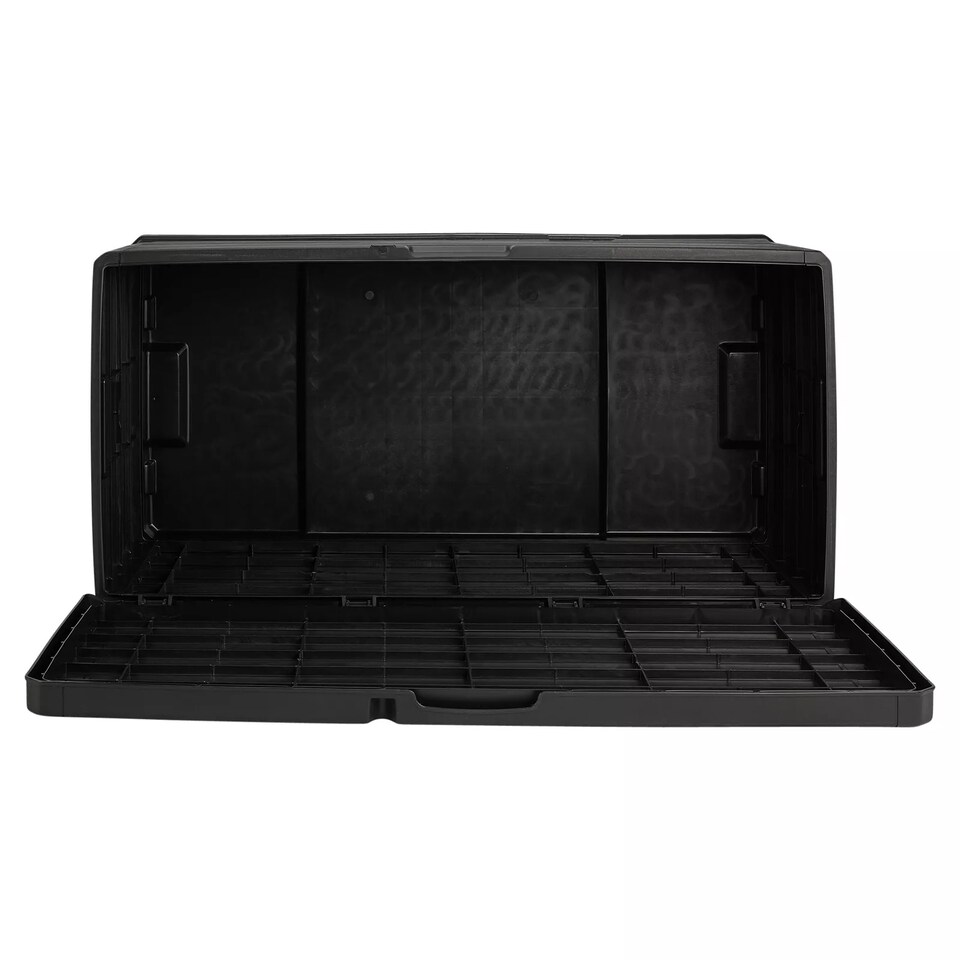 image 1 of 350L Outdoor Patio Anthracite Plastic Garden Storage Box With Handles & Wheels