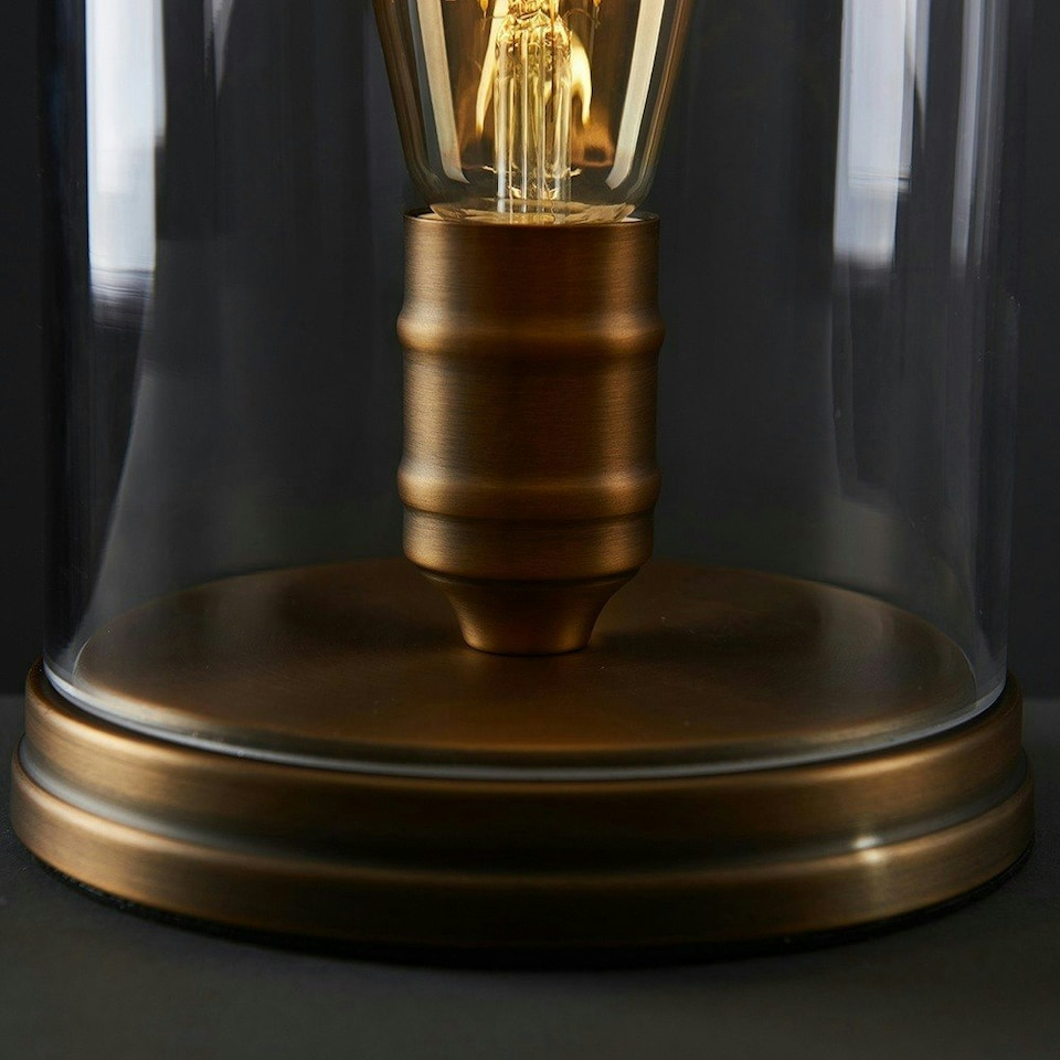 image 1 of ValueLights Edison Industrial Antique Brass Gold Table Lamp and E27 Pear LED 4W Warm White 2700K Bulb