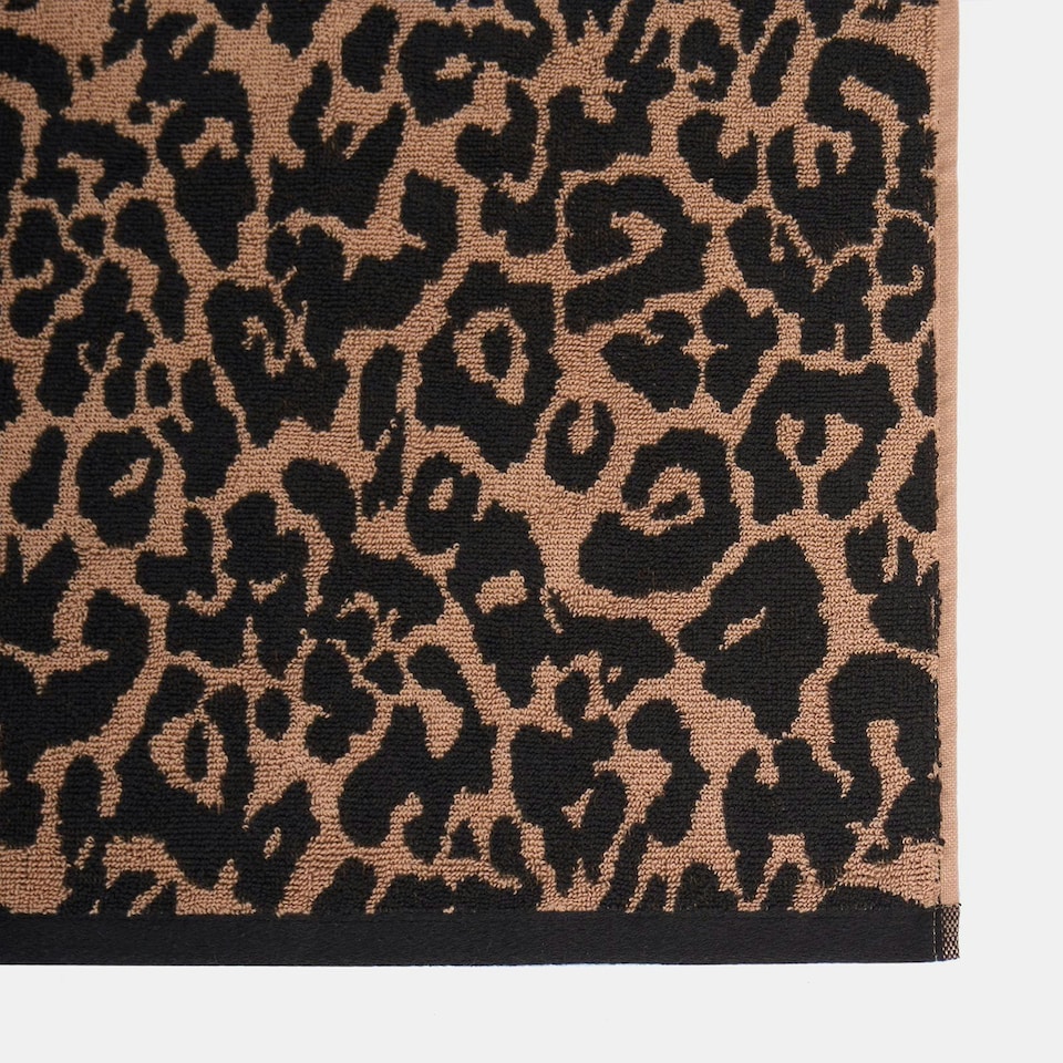 image 1 of OHS 2 Pack Luxury 100% Cotton Leopard Jacquard Absorbent Quick Drying Hand Towel Cream | Natural | Hand towel