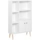 image 1 of HOMCOM Sideboard Storage Cabinet Cupboard, Open Bookcase with 2 Doors 5 Compartments Wooden Modern Style for Living Room Bedroom Kitchen 80 x 23 x 123 cm, White