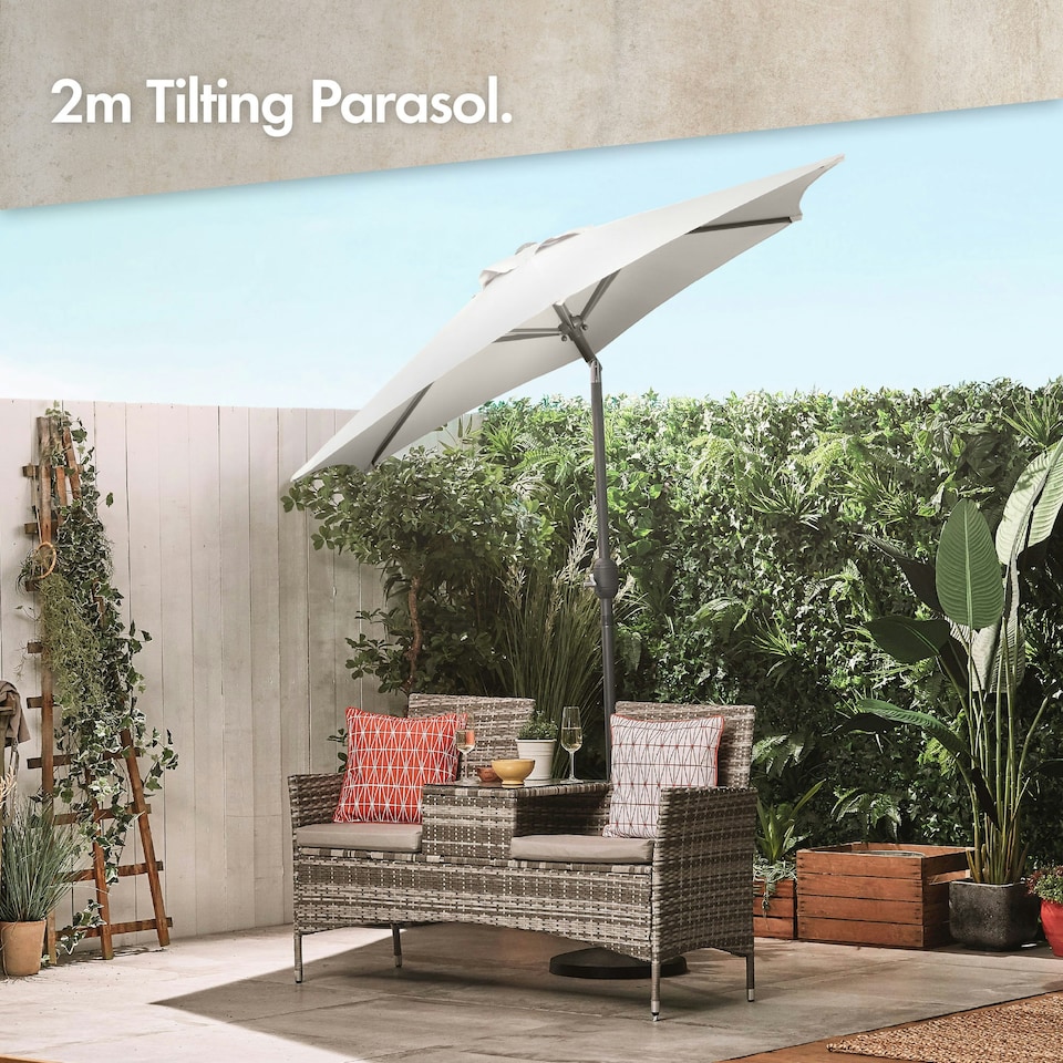 image 1 of VonHaus Steel Parasol Grey 2M Hand Crank & Tilt Function | Multi | 2M