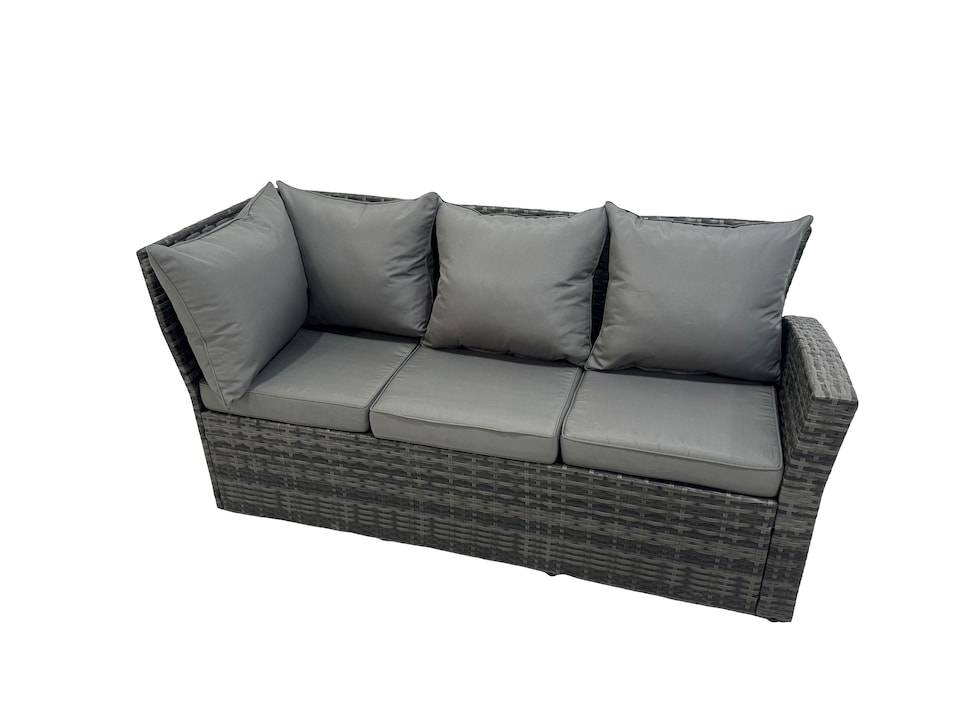 image 1 of Fimous 10 Seater Garden Outdoor Rattan Furniture Set Rattan Corner Sofa Oblong Dining Table with Armchair 3 Footstools Dark Grey Mixed