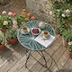 image 6 of 60cm Round Mosaic Ceramic Garden Bistro Table | Multi | Geometric Green | 1
