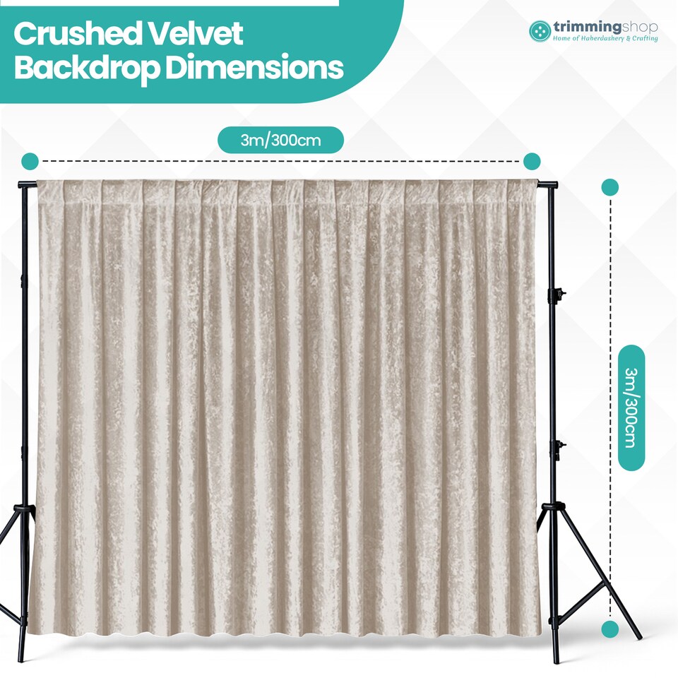 image 1 of 3x3m Crushed Velvet Backdrop, 8cm Rod Pocket Photography Background
