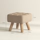 image 5 of HOMCOM Modern Tufted Footstool, Fabric Foot Stool with Rubber Wood Legs, Padded Seat, for Living Room, Bedroom, Entryway, Light Brown | Brown