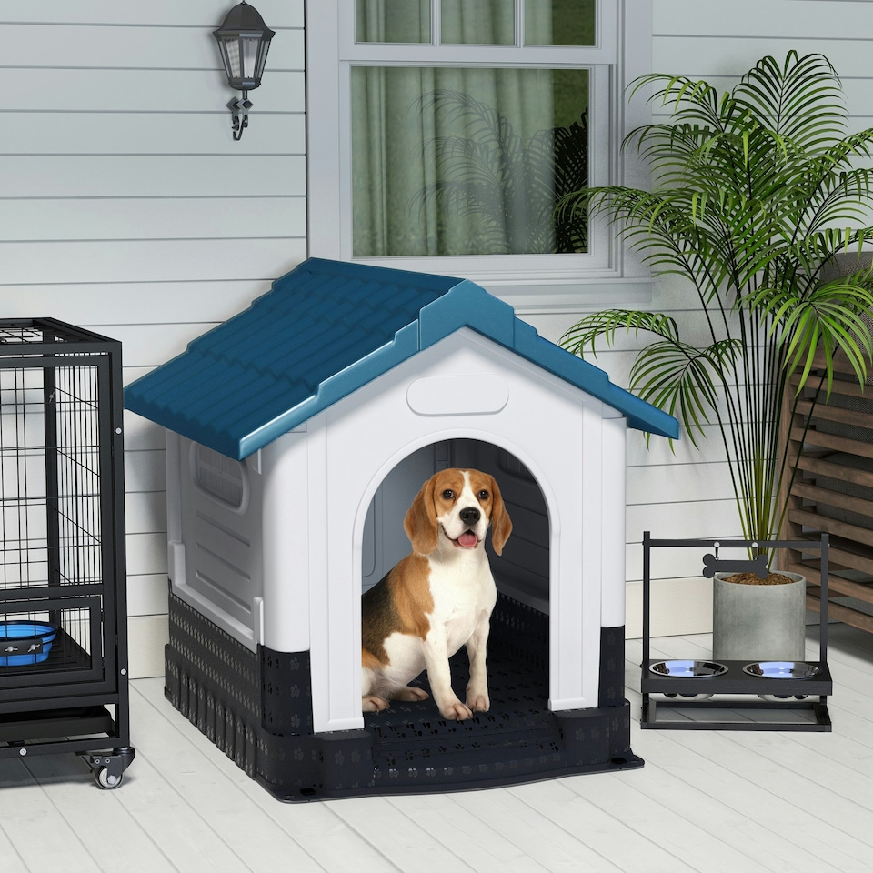 image 1 of PawHut Dog Kennel for Outside, for M and L Dogs, 101 x 88 x 99cm, Blue