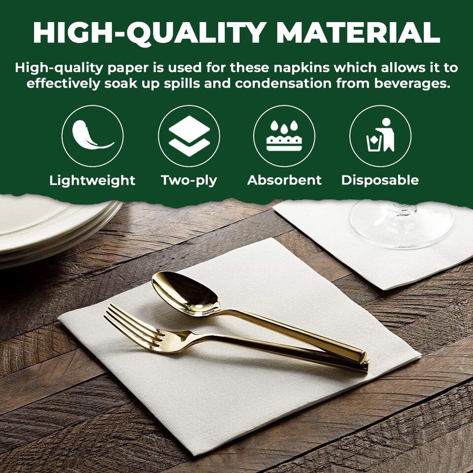 image 1 of ECONX White Paper Napkins 40x40cm 4 Fold Tissue Serviettes 2-Ply Napkins for Restaurants, Cafes, Parties x 500pk