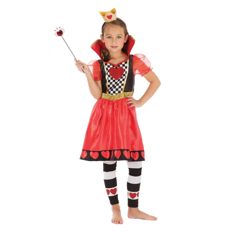 Bristol Novelty Childrens/Girls Queen Of Hearts Costume - Red/Black/White - M M