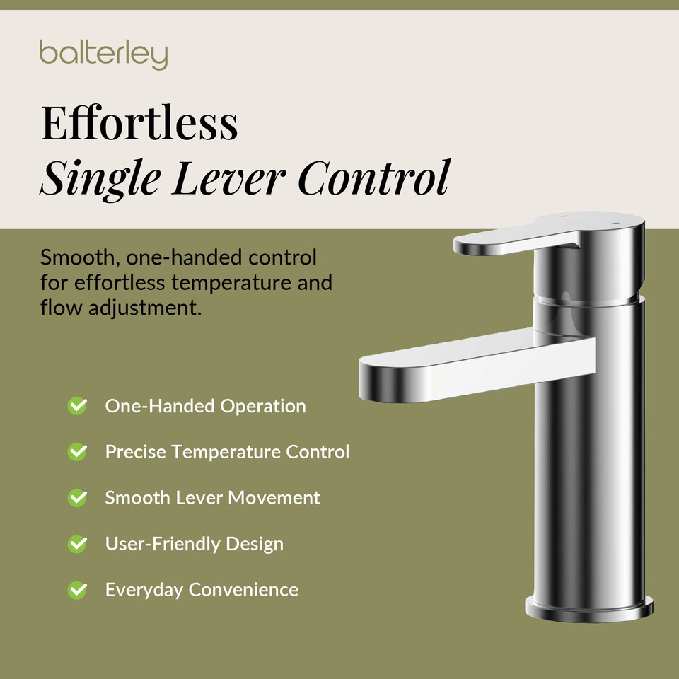 image 1 of Balterley Pride Round Mono Basin Mixer Tap & Push Button Waste | Silver | Chrome | 1