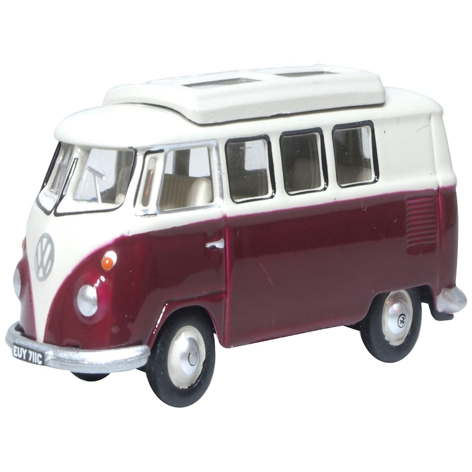 Oxford Diecast VW T1 Split Screen Camper Titan Red/Beige Grey