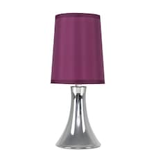 ValueLights Modern Chrome Trumpet Touch Table Lamp With Purple Fabric Shade | Purple