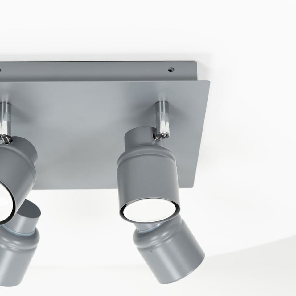 image 1 of ValueLights Benton Grey IP44 Square Bathroom Ceiling Light | Grey