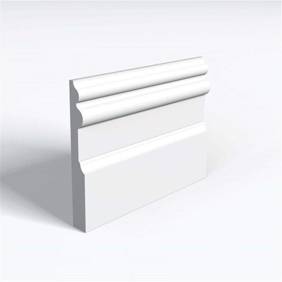 Pack of 10 (Total 10 Units) - Moisture Resistant MDF Primed Adrian Skirting Board - 25mm (T) x 119mm (H) x 3050mm (L)