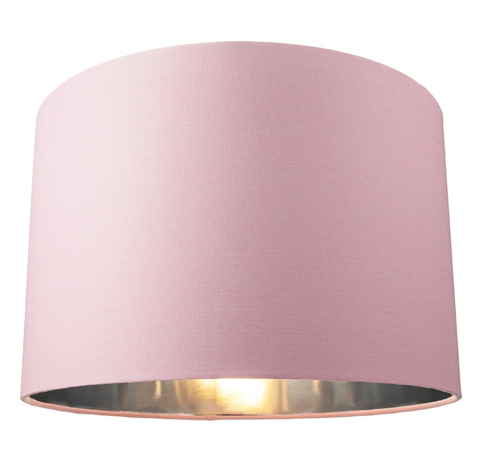 image 1 of Contemporary Pink Cotton 12 Inch Table-Pendant Lamp Shade with Shiny Silver Inner | Pink