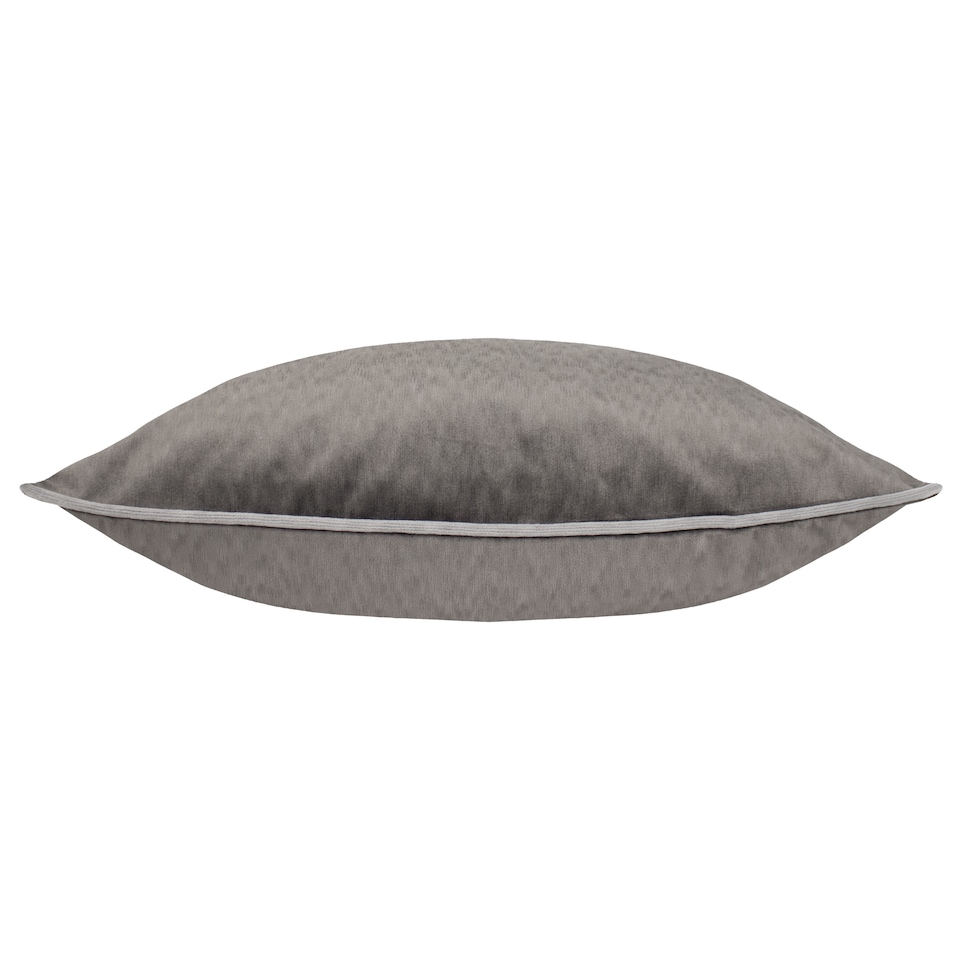 image 1 of Paoletti Torto Velvet Piped Cushion, Charcoal/Silver, 50 x 50cm