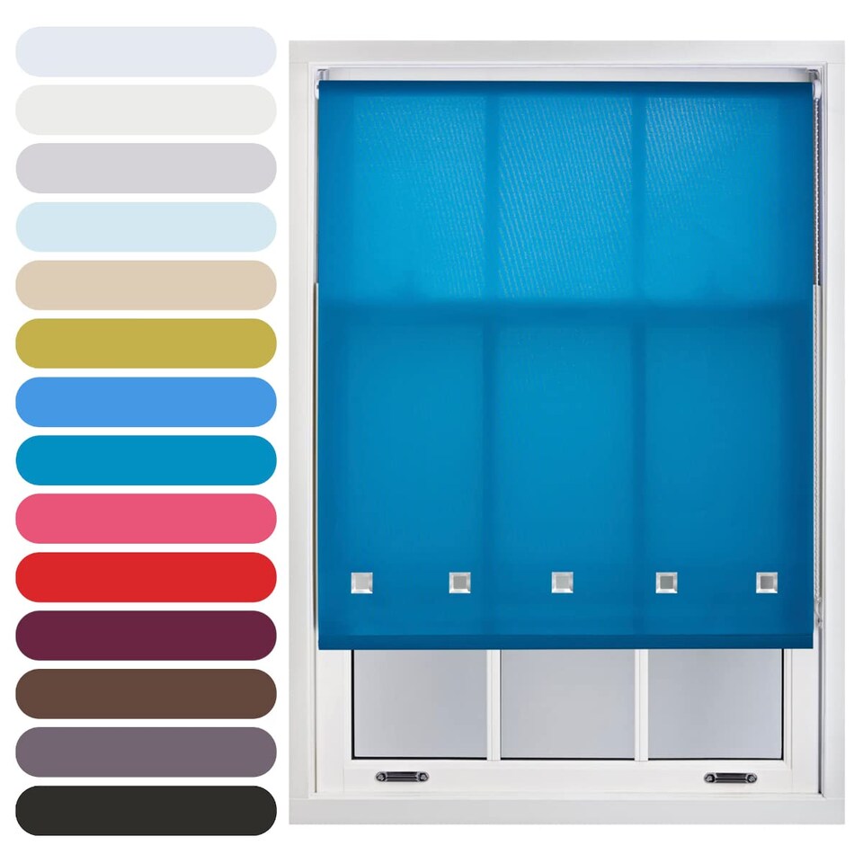 image 1 of FURNISHED Roller Blinds Daylight Square Eyelet Light Filtering Easy Fit Trimmable Window Shade | Blue | Teal