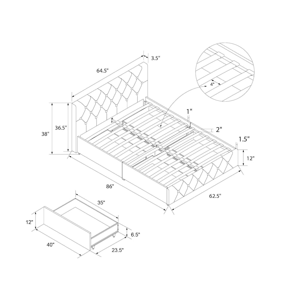 image 1 of Dakota Bed with Storage PU Black, King