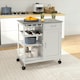 image 2 of HOMCOM Kitchen Trolley Utility Cart W/ Wheel Wine Rack Open Shelf and Cabinet