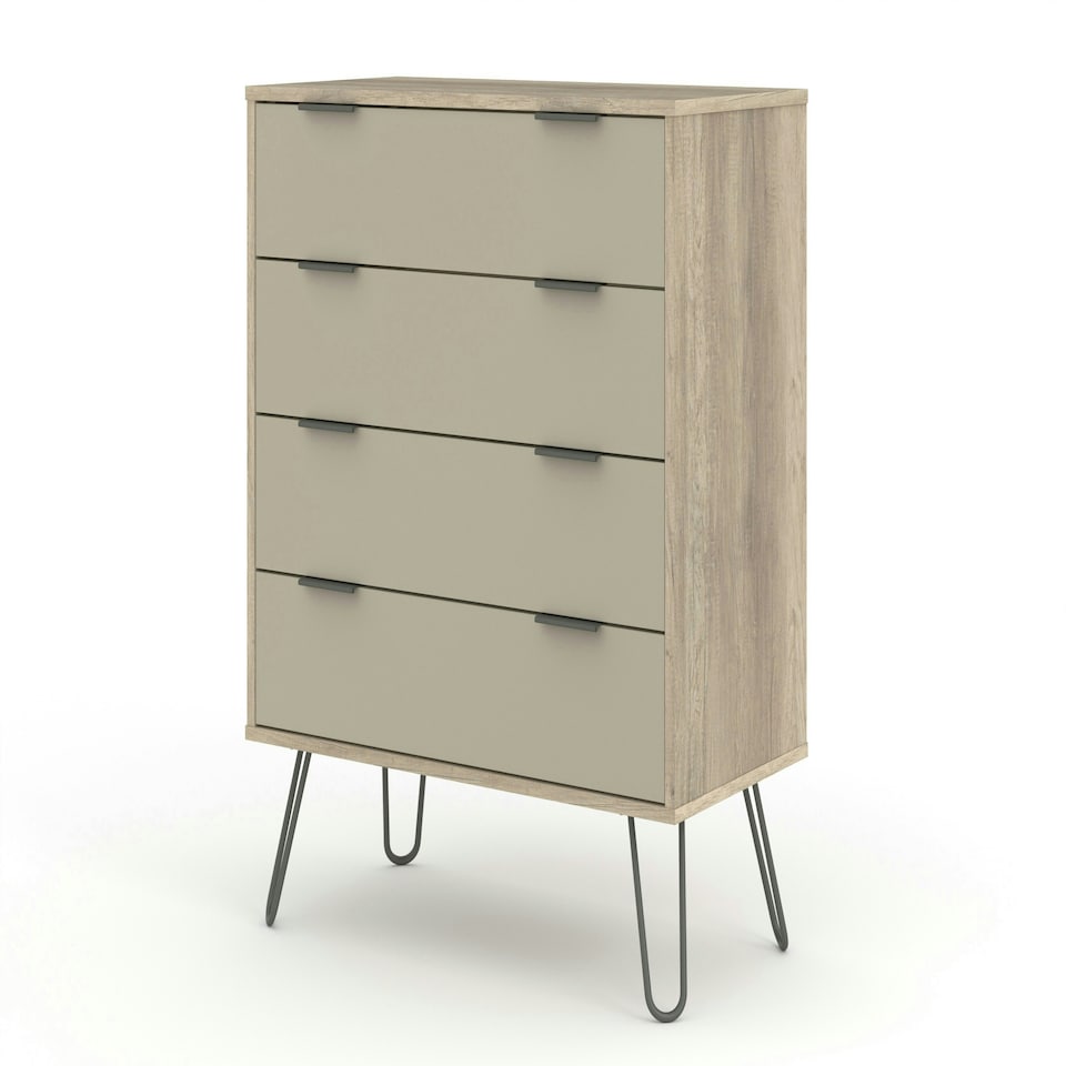 image 1 of Core Products Augusta Driftwood 4 Drawer Chest of Drawers H90.3cm x W76.5cm x D39.5cm Cream