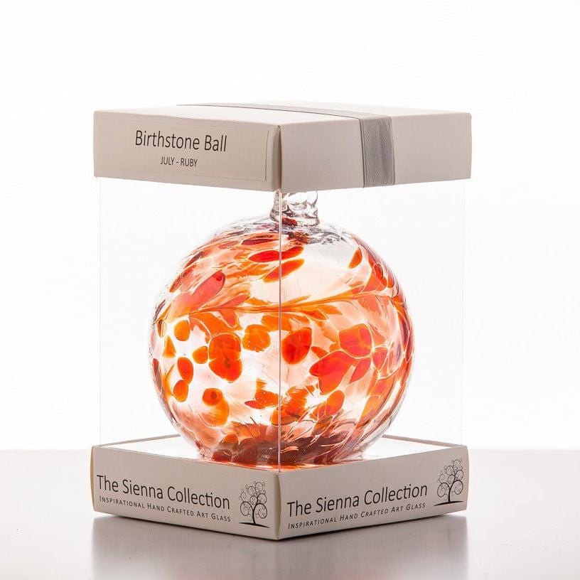 Sienna Glass Birthstone Ball July Ruby in Dark Red