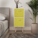 image 3 of White 2-Tier 2-Drawer Cube Shelving Unit with Scandinavian Legs | Yellow | Yellow & Pine | 1