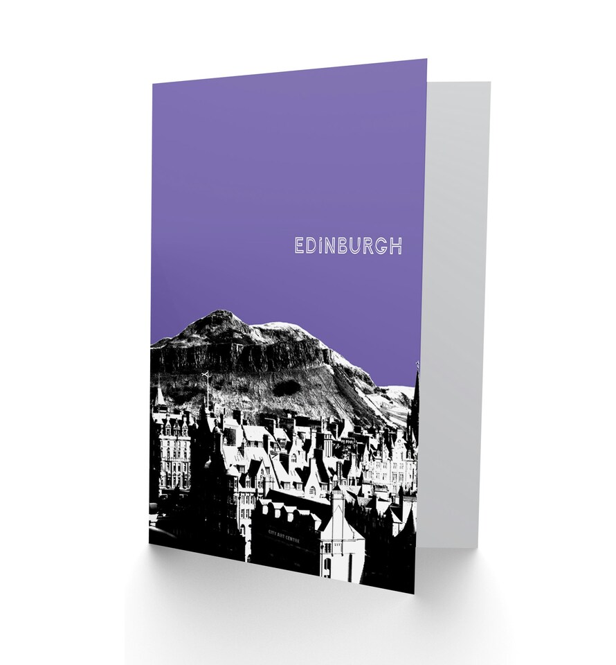 image 1 of Arthur's Seat Edinburgh Scottish Landmark Purple Scottish Card