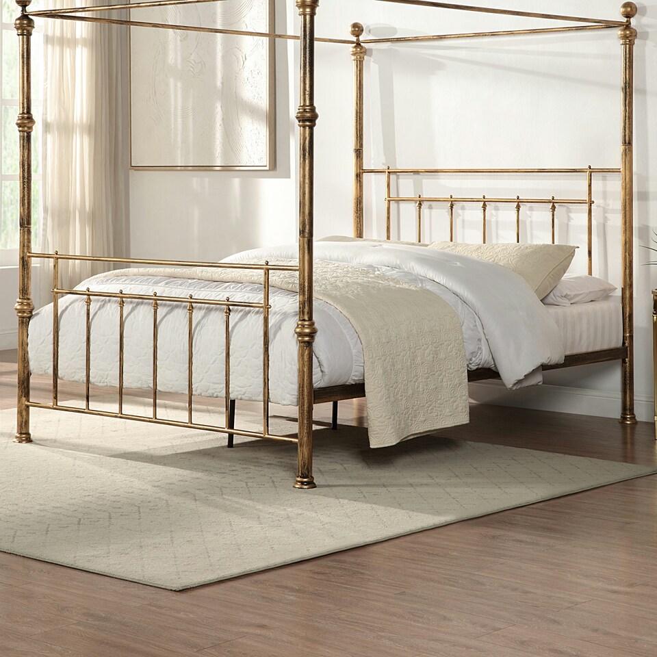 image 1 of Welwyn Vintage Victorian 4 Poster Antique Brass Metal Bed Frame (Double)