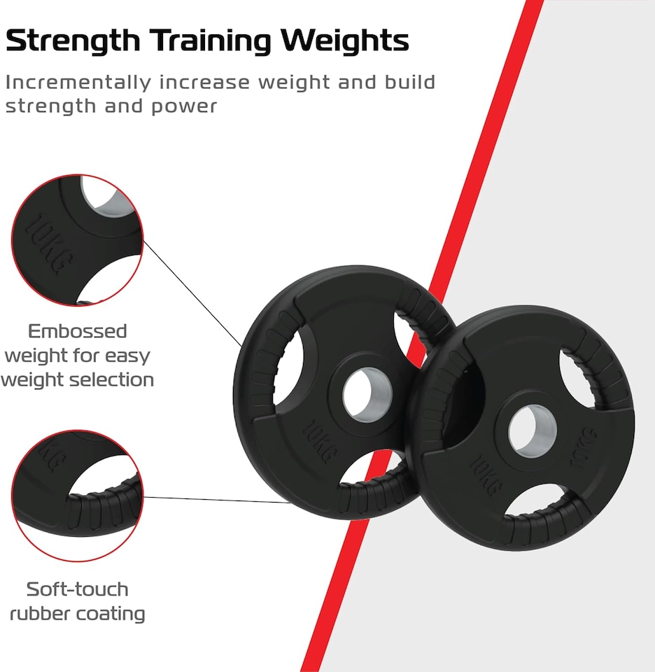 image 1 of Olympic Tri-Grip Rubber Weight Plates Black Pairs Sets 10 kg PAIR