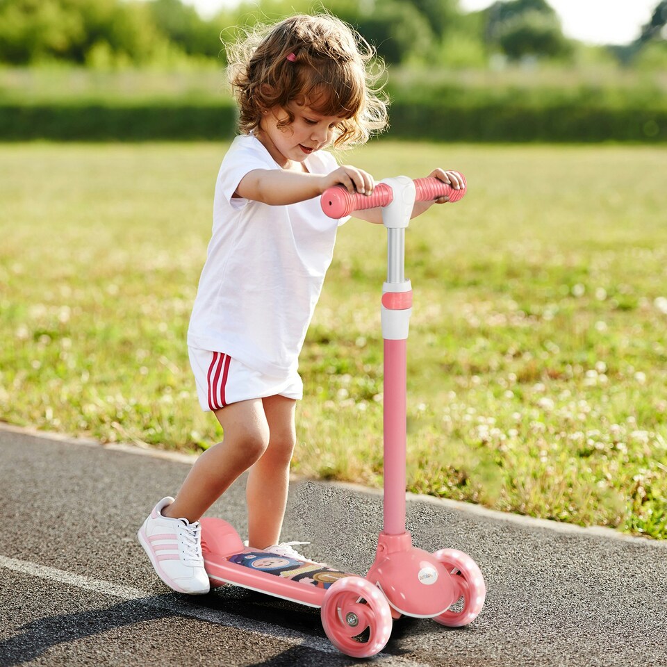image 1 of AIYAPLAY Kids 3 Wheel Scooter for 2-6 Years Old w/ Adjustable Height, Pink