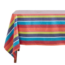 Homescapes Multi Colour Striped Tablecloth - 137 x 228 cm | Multi | 137cm x 228cm (54" x 90")