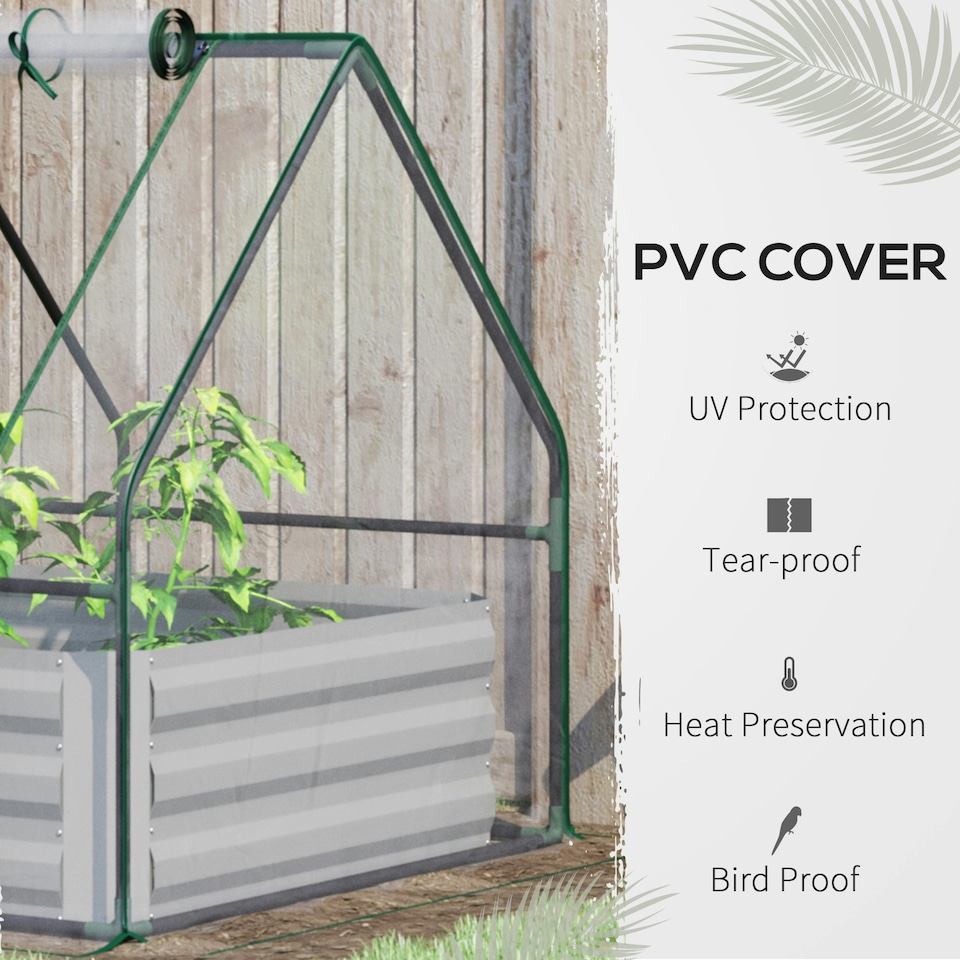 image 1 of Outsunny Raised Garden Bed Planter Box with Greenhouse, Large Window, Clear