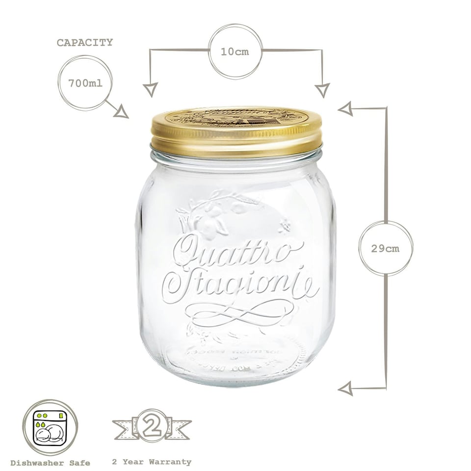 image 1 of Bormioli Rocco Quattro Stagioni Glass Storage Jars - 700ml - Pack of 3