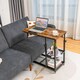 image 4 of COSTWAY Industrial Sofa Side Table Height Adjustable Rolling Coffee | Brown